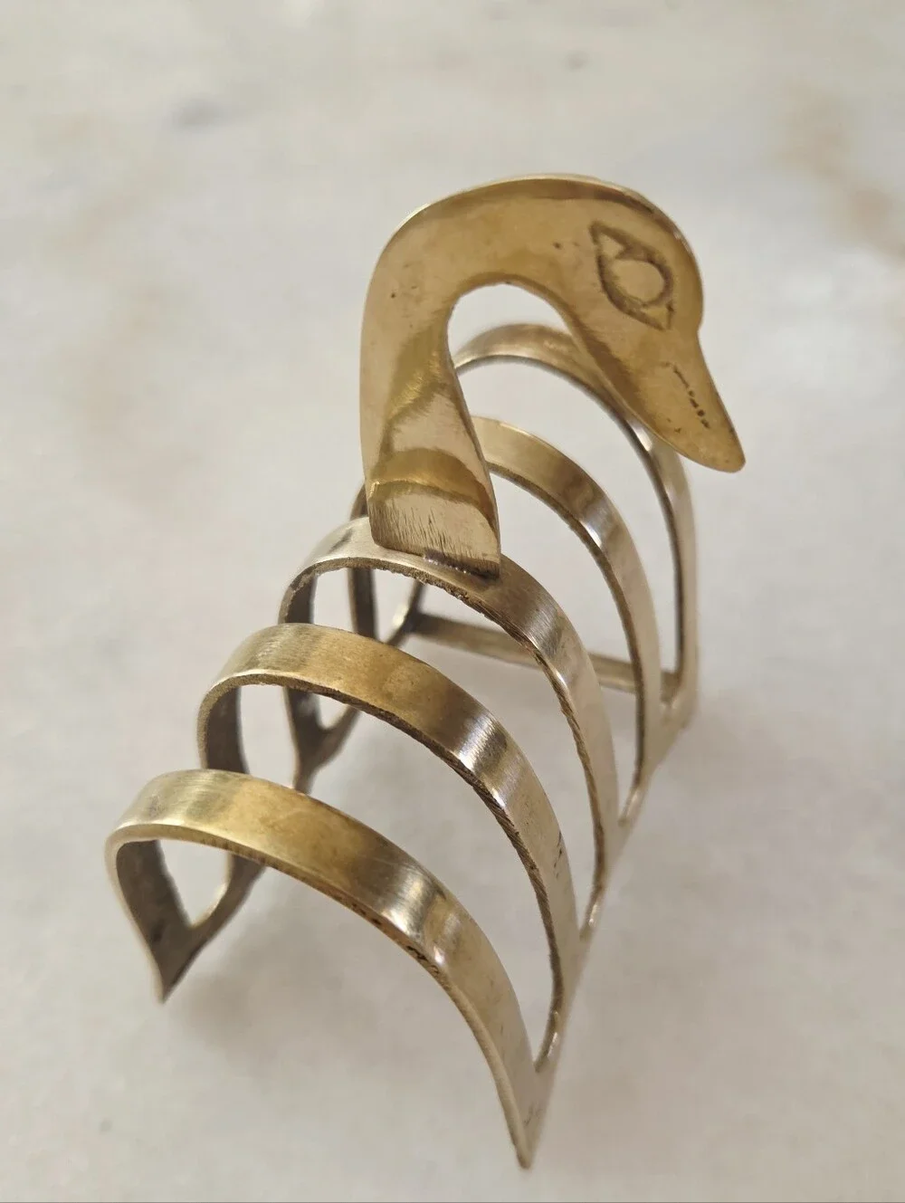 Vintage Englush Traditional Brass Swan / Duck Letter Holder / Toast Rack
